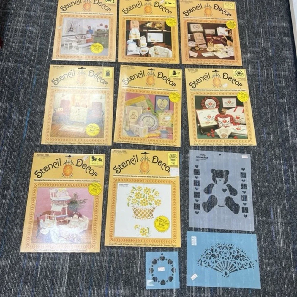 Lot Of 8 New Pks Vintage Plaid Enterprises Stencil‎ Decor Mylar Stencils 8.5x11